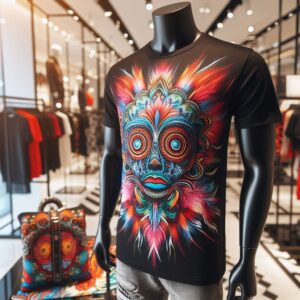 modelo de camiseta preta estampada total