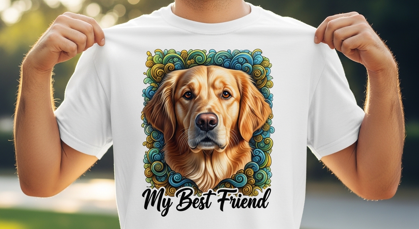 Pessoa segurando uma camiseta personalizada com foto de alta definição