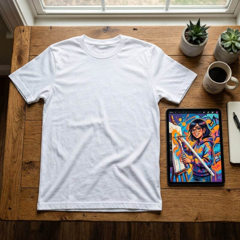 mockup com ilustrações em camisetas premium